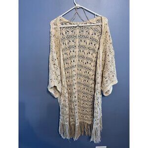 American Eagle Outfitters Beige Open-Knit Cardigan